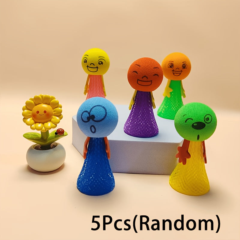 5/33pcs Creative Bounce Small People Children EVA Toys Colorful Funny Boys And Girls Reward Gifts Birthday Event Party Christmas Halloween Gifts Novelty Prank Toys (Random)
