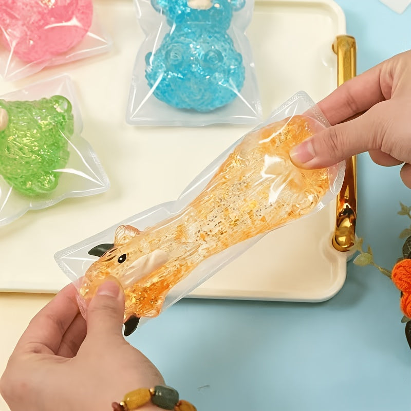 1/2pcs Cute Glitter Highland Cow Squeeze Toy, Transparent Maltose Gel Squishy Toy, Cartoon Animal Hand Play Toy, Kids Party Bag Fillers, Random Color, Classroom Rewards, Birthday Holiday Gift Supplies, Novel And Funny Prank Toys