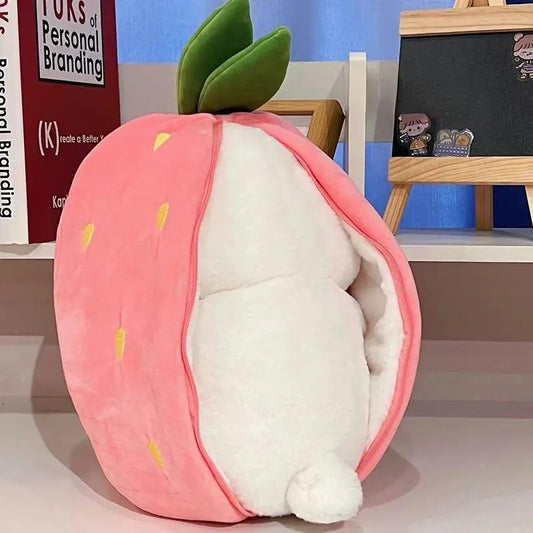 Cute Strawberry Bunny Plush Toy Soft Kawaii Stuffed Animal Gift for Kids Girls Hug Pillow Bed Decoration Birthday Present Furry Friends Plush Doll Animal Gift for Kids Girls Hug Pillow plushies Soft Huggable Super Soft Fluffy stuffed animals