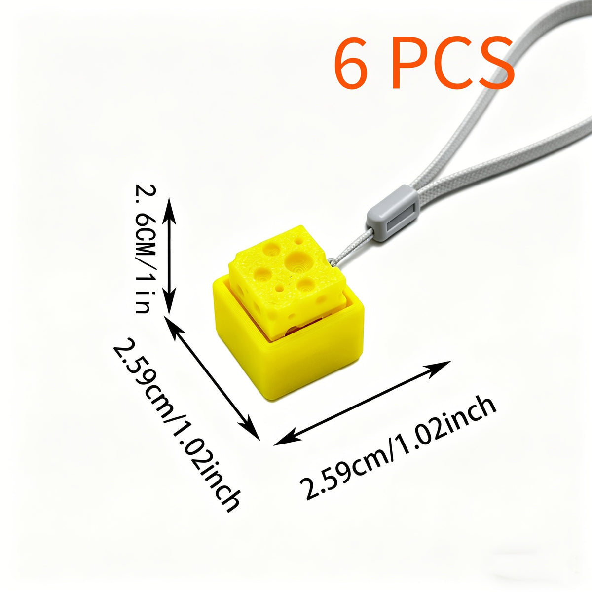 Cheese-Shaped Mechanical Button Pendant Keychains - Vibrant Yellow, Ideal Gift for Friends & Casual Accessories, Casual Accessories | Vibrant Yellow Keychains | Durable Plastic