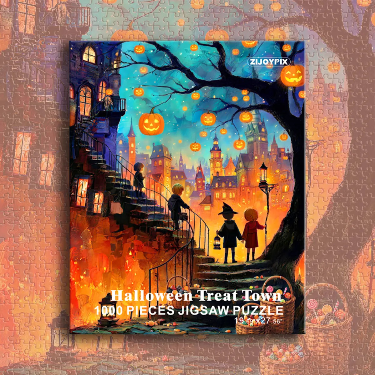 1000 Piece Halloween Aesthetic Jigsaw Puzzle, Vivid Spooky Halloween Patterns, Fun Weekend Wind Down Decor Activity, Premium Quality Holiday Gift for Puzzle Lovers