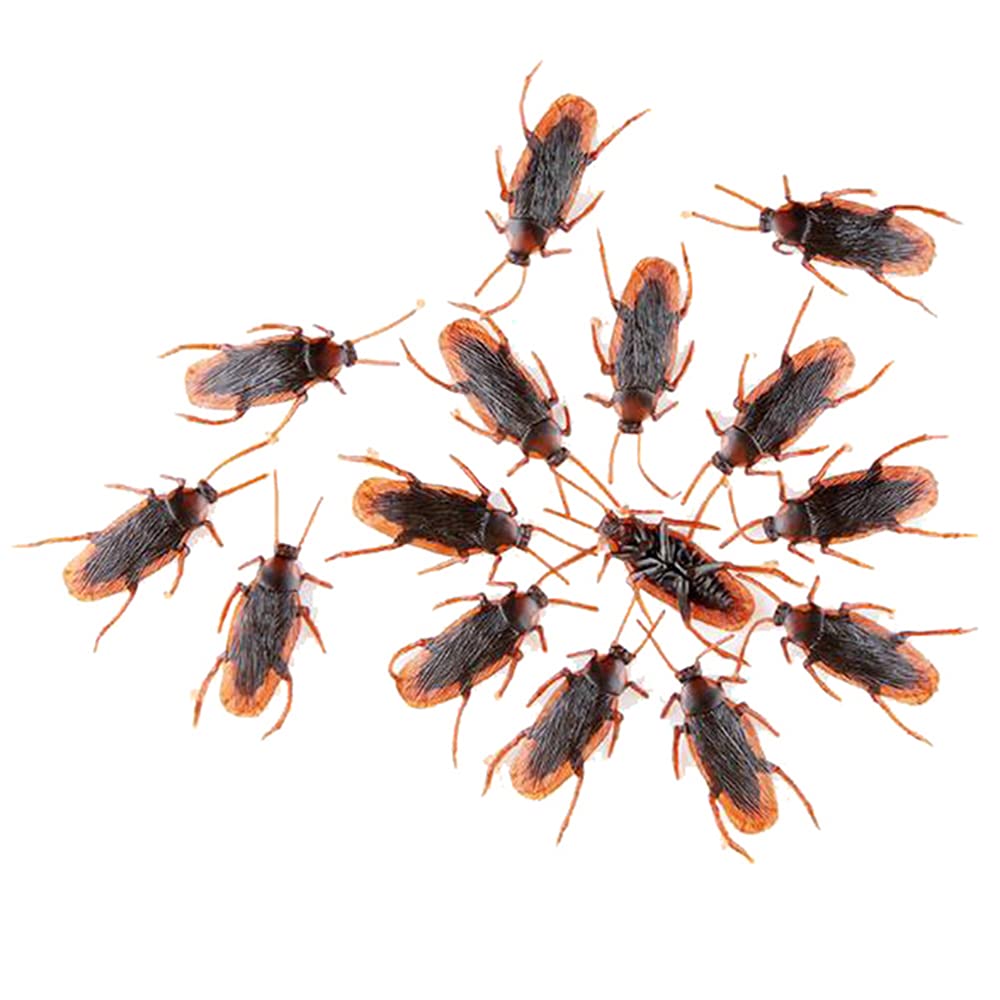 GUDVES Prank Fake Roaches Model Simulation Rubber Cockroach Roach Bug Toy Funny Trick Joke Toys Plastic Bugs (10PCS)