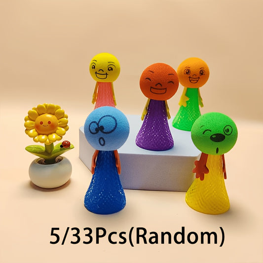 5/33pcs Creative Bounce Small People Children EVA Toys Colorful Funny Boys And Girls Reward Gifts Birthday Event Party Christmas Halloween Gifts Novelty Prank Toys (Random)