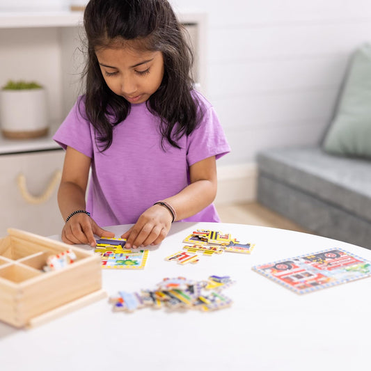 Melissa & Doug 4-in-1 Wooden Vehicle Jigsaw Puzzle 48-Piece Set