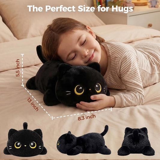 Mewaii Black Cat Plush Pillow Cute Plushies, Squishy & Huggable, 13 in