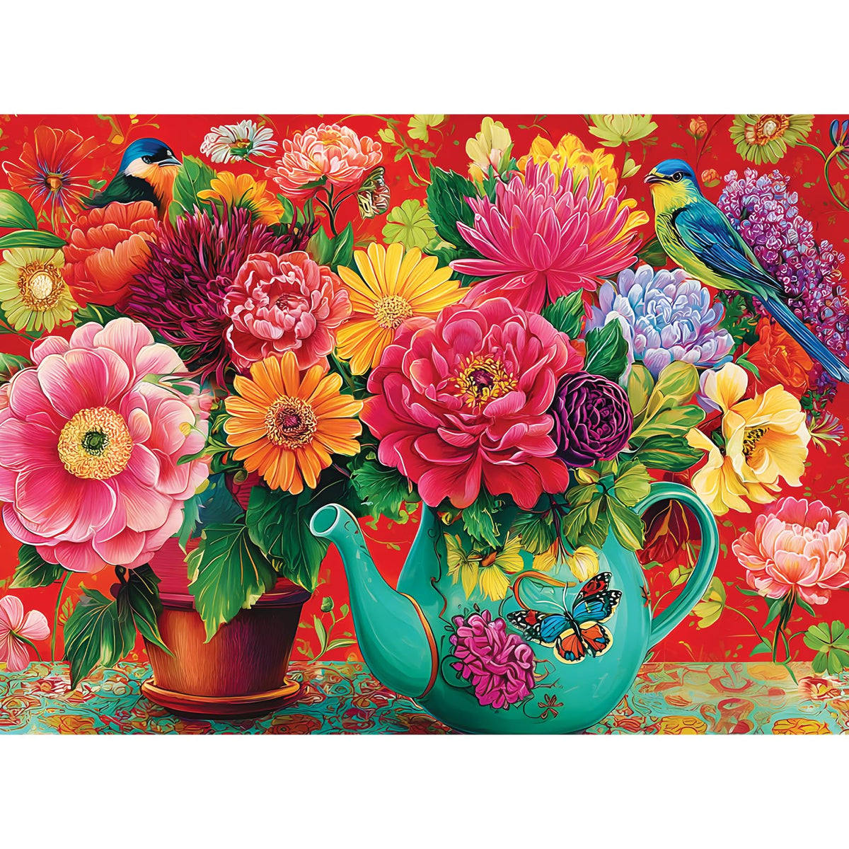 Colorful Birdhouses & Vibrant Birds 500 Piece Jigsaw Puzzle, Family Game
