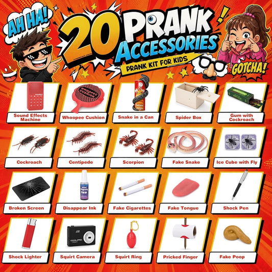 Prank Kit for Kids, 20 Ultimate Practical Joke & Gag Toys,Funny Prank Stuff