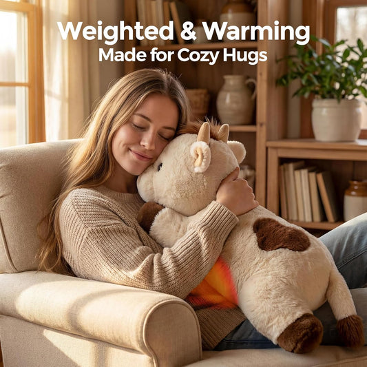 Mewaii Weighted Stuffed Animals Cow Plush, Heatable Coolable, 2-5lbs, 23in