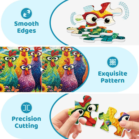 Puzzles for Adults 500 Pieces,Colorful Chicken Jigsaw Puzzle for Adults