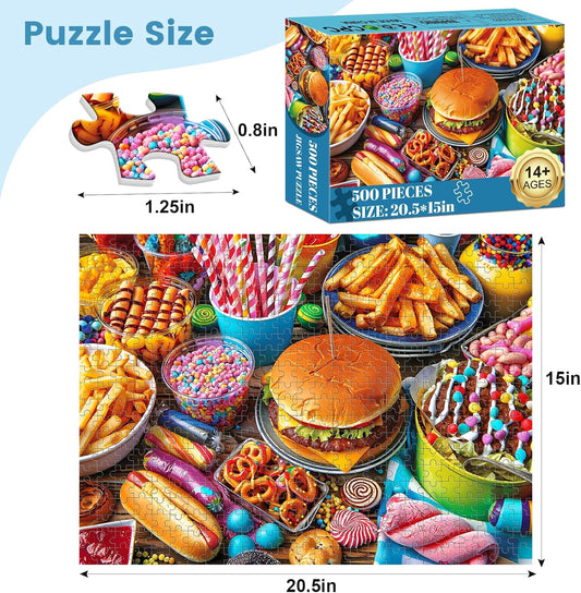 500 Piece Puzzle for Adults, Hamburger Jigsaw Puzzles 500 Pieces