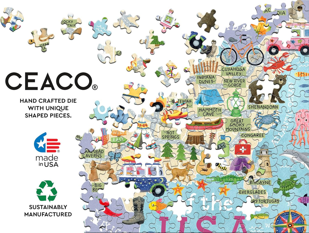 Ceaco - National Parks Map - 500 Piece Jigsaw Puzzle for Adults
