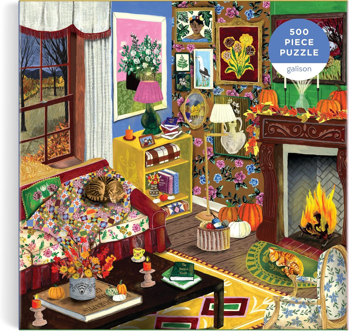 Galison Fall is in the Air Puzzle – 500 Piece Autumn Jigsaw Puzzle with Cozy Fall Living Room Imagery