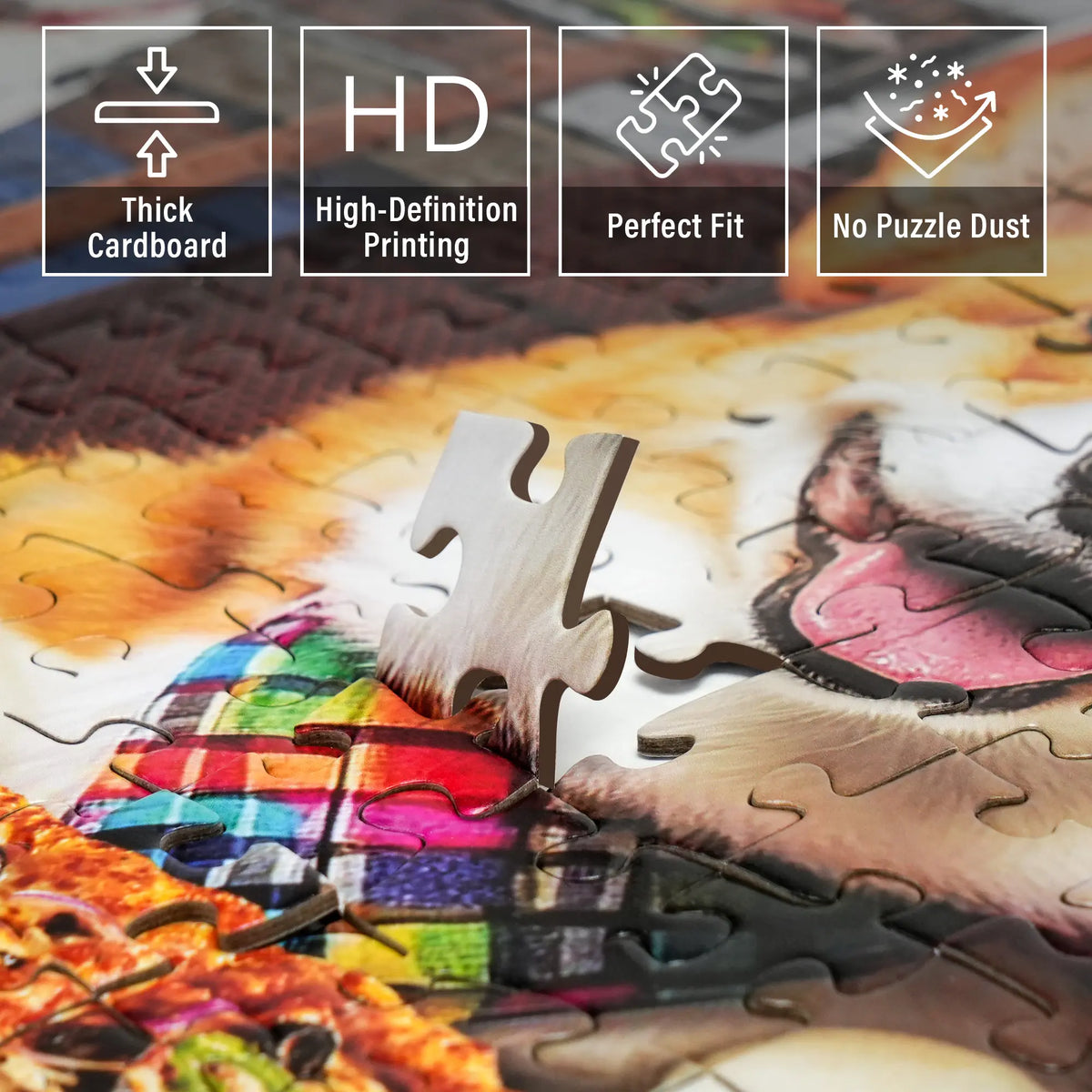 BenBen Puzzles for Adults 500 Pieces Dogs' Dinner Party Jigsaw Puzzle with Patterns on Back Funny Animal Puzzle Challenging for Family Game Night Home Décor Premium Thick Cardboard High-definition Printing 19.5 x 13.75 inches