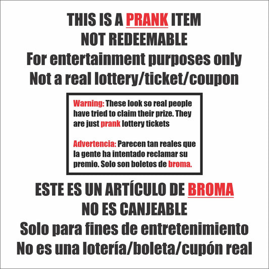 Prank Gag Fake Lottery Tickets Billetes de lotería de broma - 8 Total Tickets, 4 of Each Winning Ticket Design, These Scratch Off Cards Look Super Real Like A Real Scratcher Joke Lotto Ticket, Win 10,000 or $50,000