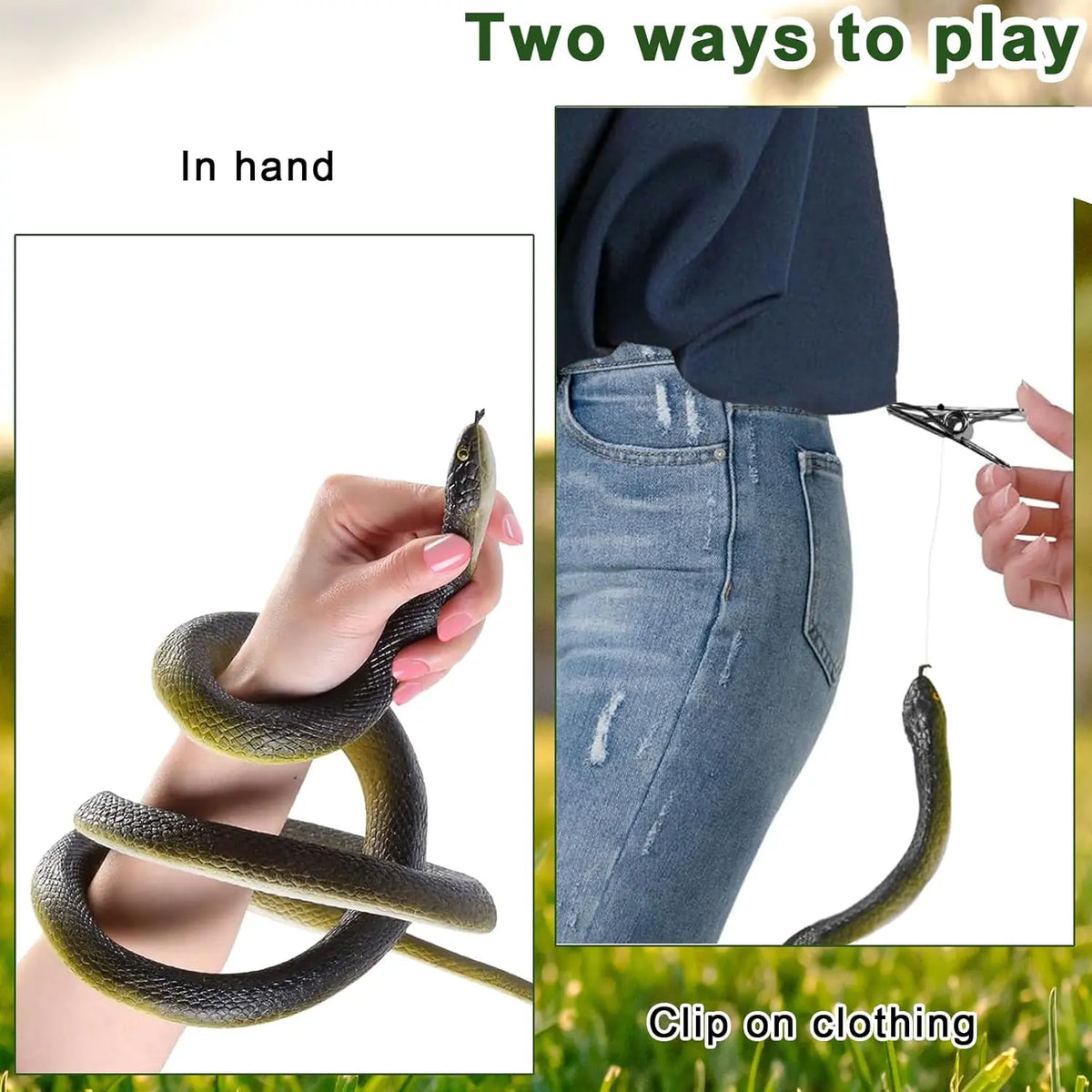 Lifelike Realistic Artificial Snake Prank Toy Kit with String and Clip, Pranks & Jokes Accessory, Easy-to-Display Halloween Decoration, Gifts for Him, Freak Gifts for Him with Lifelike Appearance