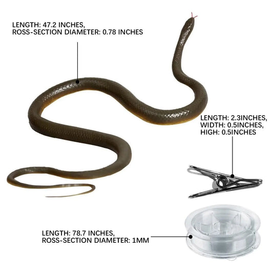 Realistic Rubber Fake Snake Prank Prop with String Kit and Clip - Artificial Oddities Gifts, Creative Prank Gift for Halloween Party Favors