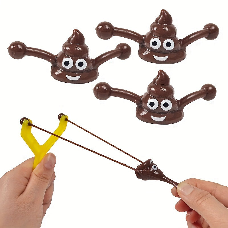 Funny Christmas Gift: a Slingshot Poop Launcher, a Quirky Prank Toy That Shoots Poop, New Cross-Border Toy, 6pcs