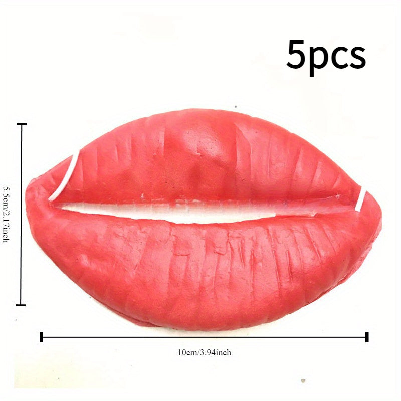 1/5pcs April Fool'S Day Big Red Lips Thick Mouth Prank Toy, Funny Novelty PVC Gag Gift for Party Favors, Jokes And Laughs, Suitable for Adults 18+