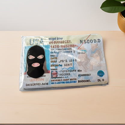 5/10-Pack 2-In-1 Funny for Id Card Sleeves And Protectors (Inc. 5/10pcs 3D Disguise Mask)|Frosted PVC Waterproof for Id/Credit/Key/Bus/Key Cards - Creative Prank Gift for Friends/Birthdays