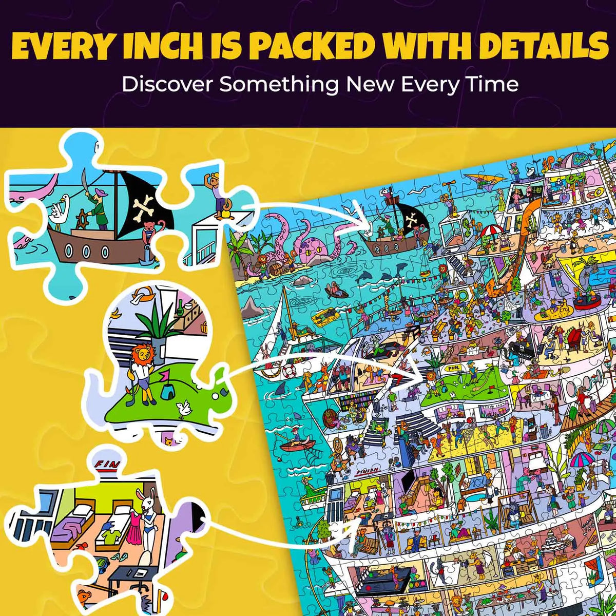 QUOKKA 1000 Piece Puzzle for Adults Cruise Vistas with Unique Shapes & Extra Fun Challenges - Premium Box Packaging