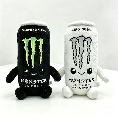 Monster Energy Drink Can Plush Toy - Black & White Ultra White Stuffed Doll, Soft Simulation Beverage Figure, Kawaii Collectible, Keychain Accessory Gift for Monster Fans Kids Home Decor,sohochic