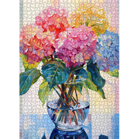 Tucocoo Hydrangea Flower 1000 Pieces Jigsaw Puzzle, Mother’s Day Gift, Colorful Home Game Stress Relief Brain Training Challenging Wall Decor Gift Idea, 27.56x19.69inch 70x50cm
