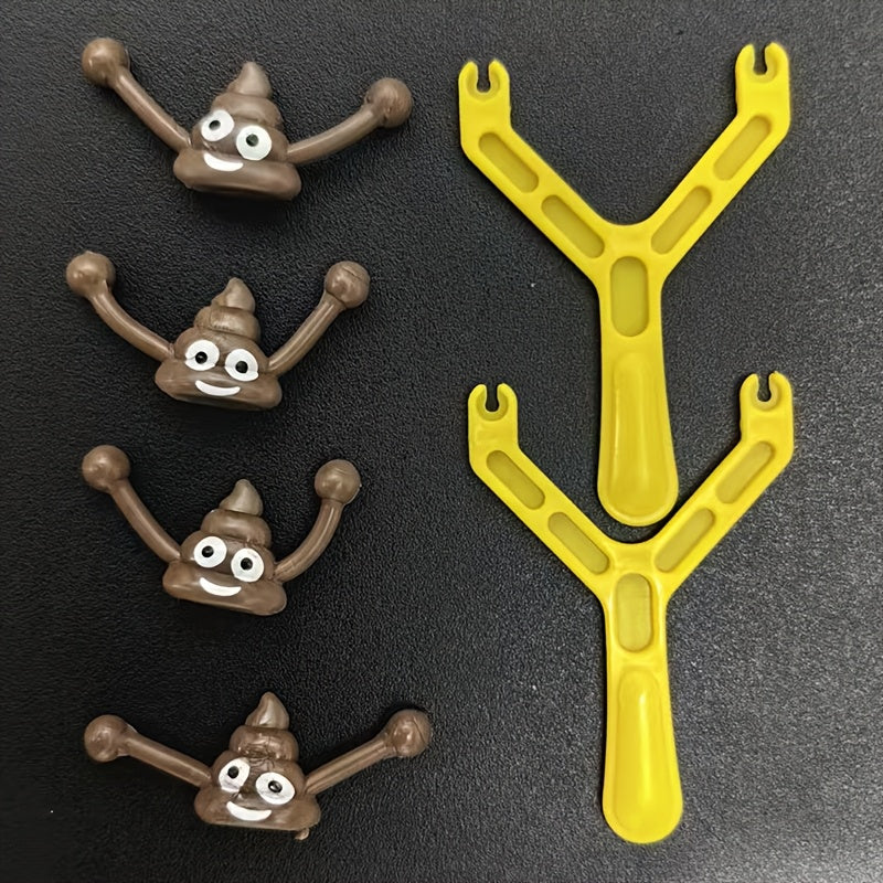 Funny Christmas Gift: a Slingshot Poop Launcher, a Quirky Prank Toy That Shoots Poop, New Cross-Border Toy, 6pcs