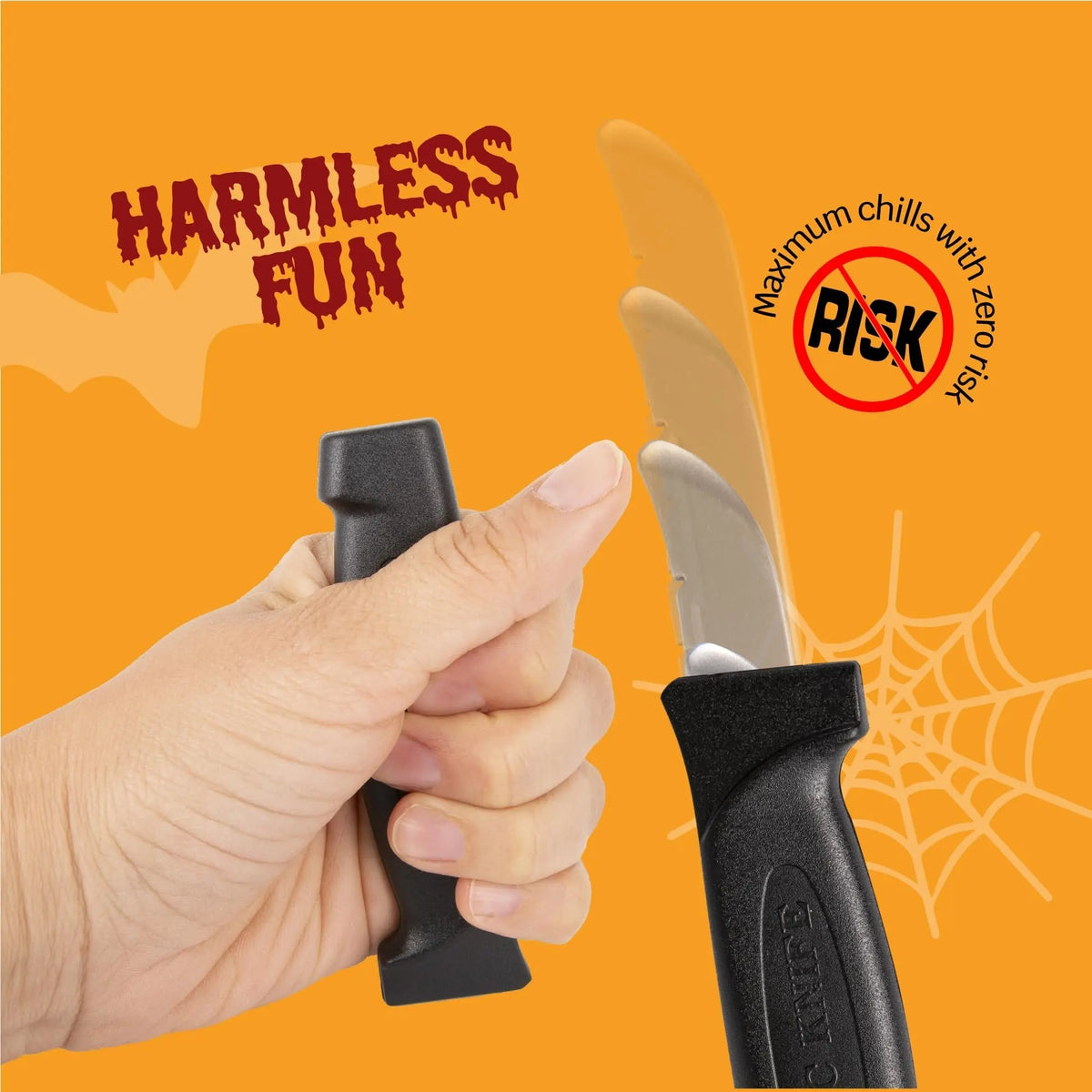 ARTCREATIVITY Halloween Plastic Retractable Toy Knives - 3-Piece Set, 7 in, Photorealism Design, Lightweight Safe, Creative Prank Gift, Prank Prop for Haunted House Spooky Thrills