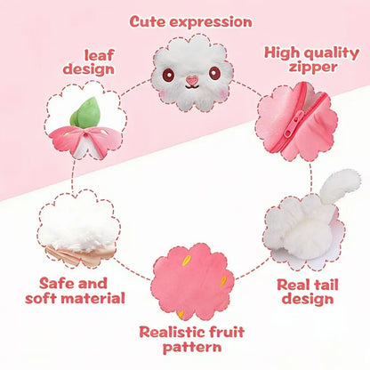 Bunny Stuffed Animal, Strawberry Reversible Cuddle Bunny Plush Doll with Zipper Cute Soft Rabbit Toys Pillow for Kids and Adults Easter Bunnies Plushies Gifts