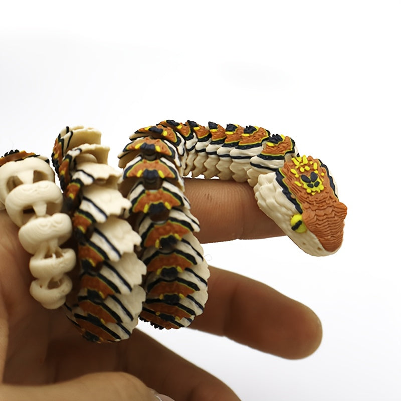 Realistic 3D Printed Viper Figurine - Flexible and Freely Movable - Portable and Easy to Carry. Suitable as a Gift for Easter, Christmas, St. Patrick's Day, April Fool's Day, Thanksgiving, National Flag Day, Mother's Day, and Arbor Day