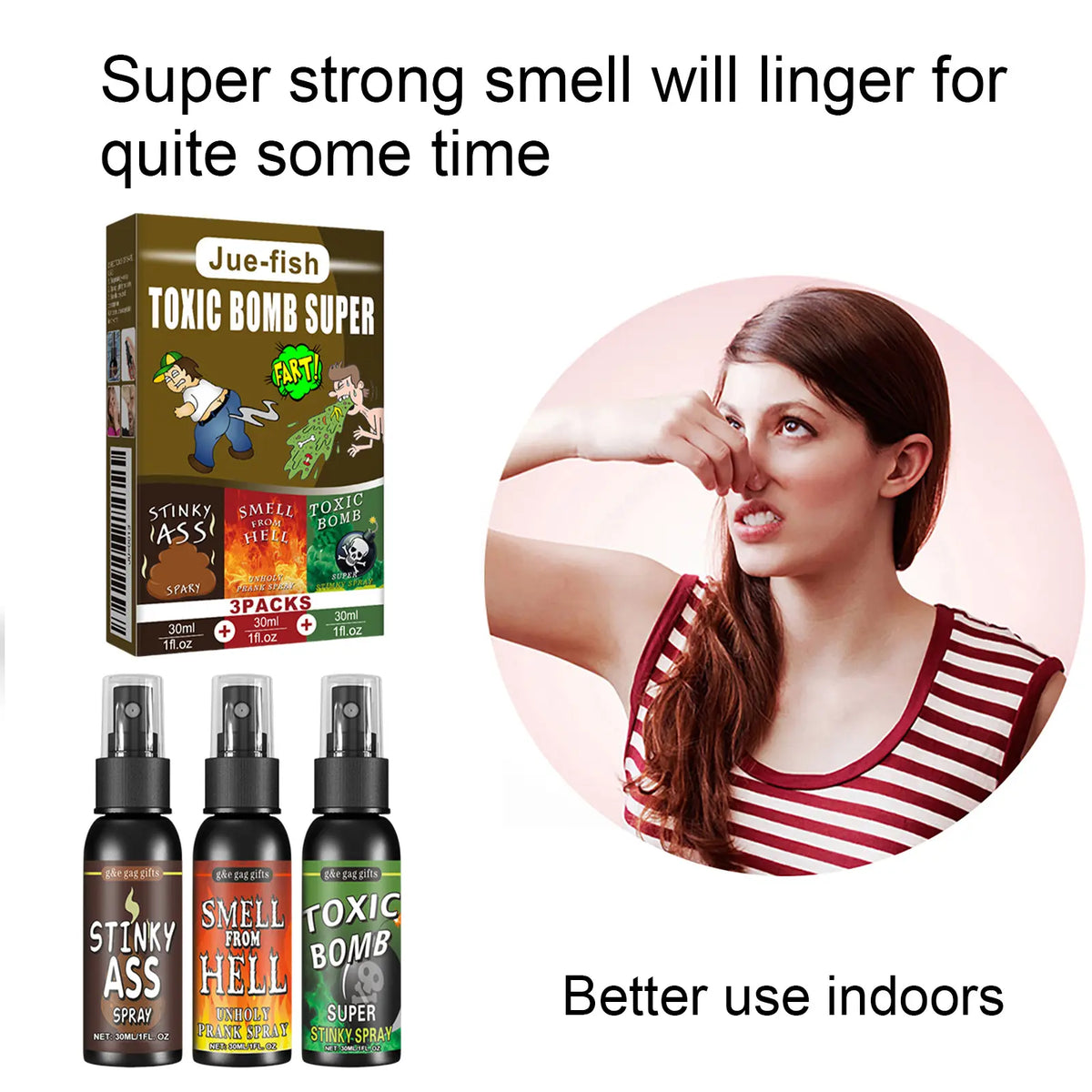Funny Prank Spray Set, Stinky Smell Joke Spray for Parties, Gag Gift, April Fools Day Prank Toy