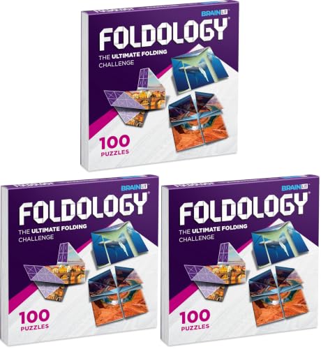 FOLDOLOGY - The Origami Puzzle Game! Brain Teasers for Tweens, Teens & Adults | Travel Game, STEM Toy | Fold the Paper, Complete the Picture | 100 Puzzles | Gift for Ages 10+