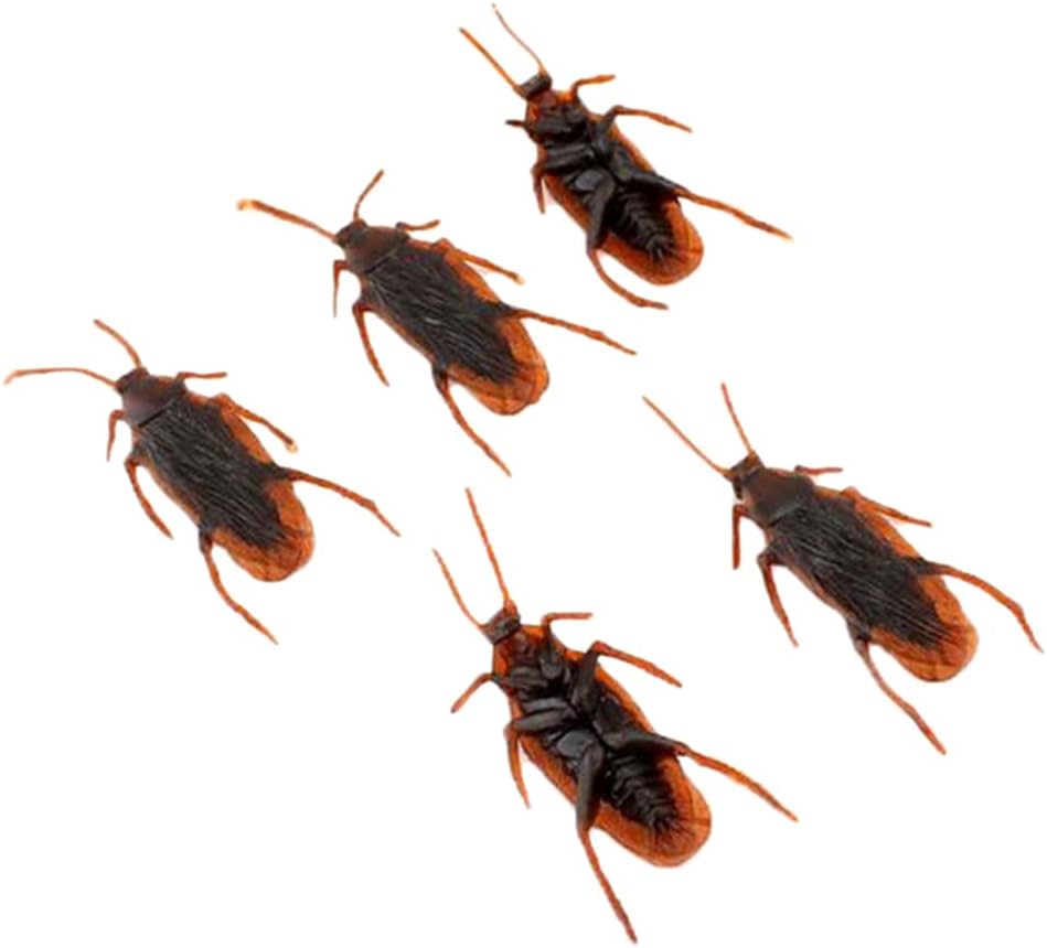 GUDVES Prank Fake Roaches Model Simulation Rubber Cockroach Roach Bug Toy Funny Trick Joke Toys Plastic Bugs (10PCS)