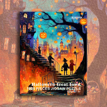 1000 Piece Halloween Aesthetic Jigsaw Puzzle, Vivid Spooky Halloween Patterns, Fun Weekend Wind Down Decor Activity, Premium Quality Holiday Gift for Puzzle Lovers