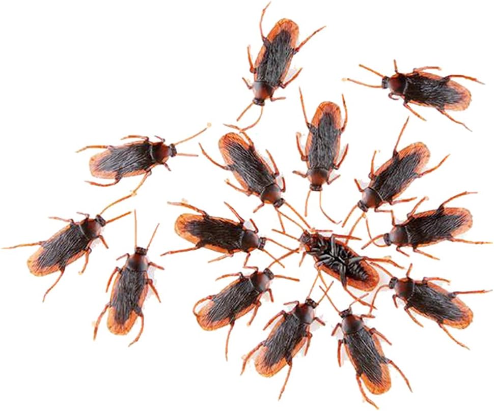 GUDVES Prank Fake Roaches Model Simulation Rubber Cockroach Roach Bug Toy Funny Trick Joke Toys Plastic Bugs (10PCS)