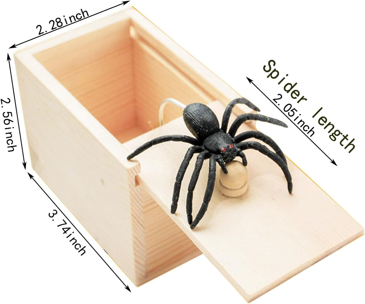 Winbar Rubber Spider Trick Box, Wooden Prank Toy for Adults and Children