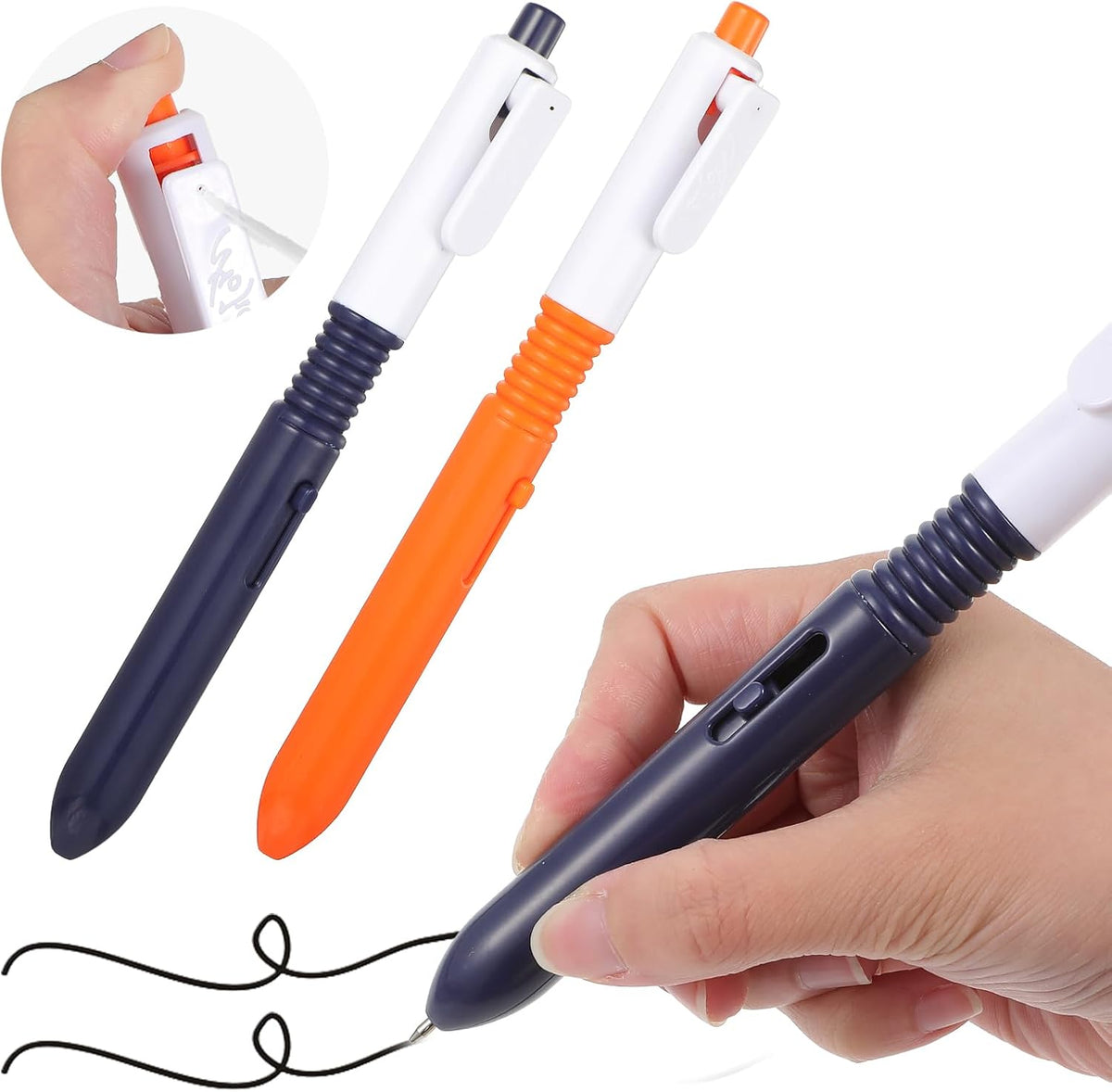 Pen that Sprays Water, Water Spary Kids Toy Pen, 2 in 1 Funny Prank Retractable Pens for Pranks and Tricks, Writing and Spraying, Blue & Orange, 2pcs