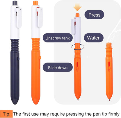 Pen that Sprays Water, Water Spary Kids Toy Pen, 2 in 1 Funny Prank Retractable Pens for Pranks and Tricks, Writing and Spraying, Blue & Orange, 2pcs