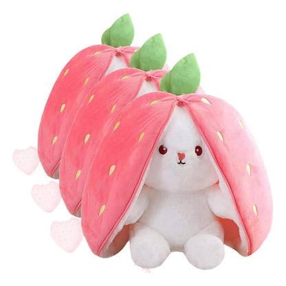 MIAODAM Strawberry Bunny Stuffed Animal,Reversible Cute Bunny Rabbit Plush