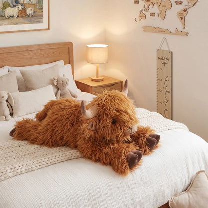 CUCKOOL Oh-So Soft Weighted Lavender-Scented Highland Cow Stuffed Animal - Latex-Free Microwavable Heat-Pad, Anxiety Relief, Whimsical GF Gift, Heatable Stitch Stuff Plush Toy