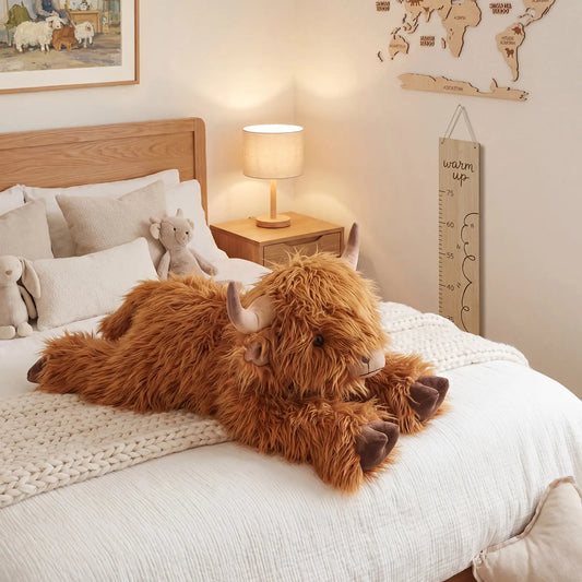 CUCKOOL Oh-So Soft Weighted Lavender-Scented Highland Cow Stuffed Animal - Latex-Free Microwavable Heat-Pad, Anxiety Relief, Whimsical GF Gift, Heatable Stitch Stuff Plush Toy