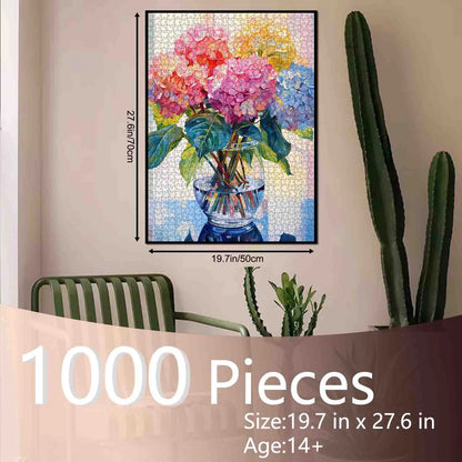 Tucocoo Hydrangea Flower 1000 Pieces Jigsaw Puzzle, Mother’s Day Gift, Colorful Home Game Stress Relief Brain Training Challenging Wall Decor Gift Idea, 27.56x19.69inch 70x50cm