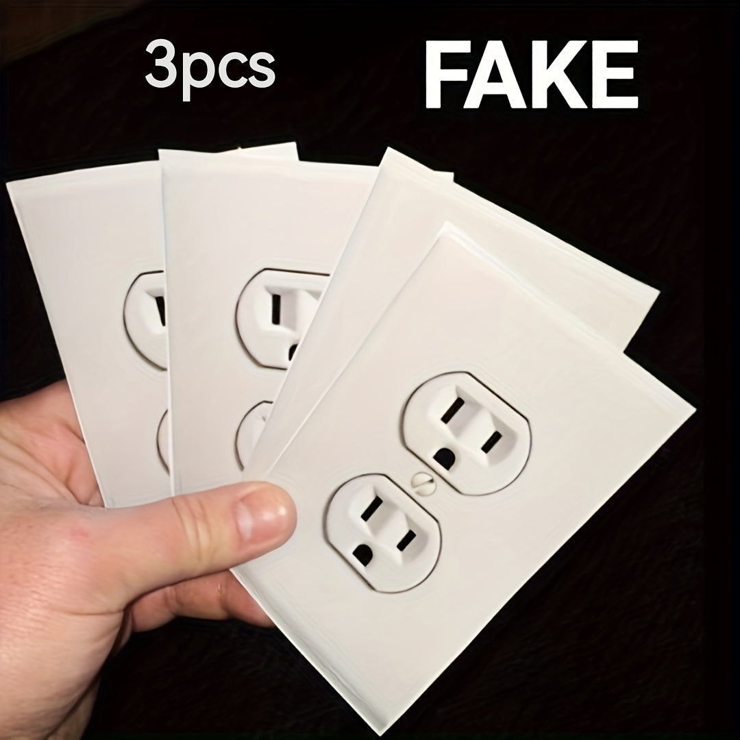 3pcs Funny Fake Power Outlet Stickers - Perfectly Suitable for Office Pranks and Jokes, Plug Stickers for Office Pranks, April Fools' Day Gifts