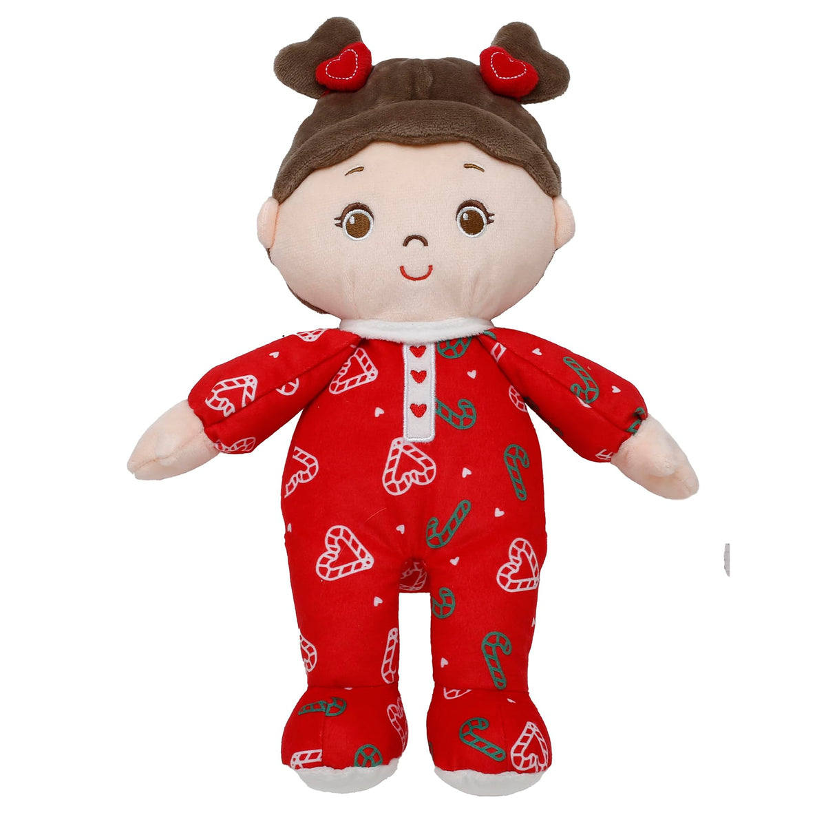 Baby Starters Plush Baby Doll with Rattle, Brunette Olivia, Pink, 9 inch