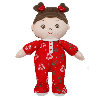 Baby Starters Plush Baby Doll with Rattle, Brunette Olivia, Pink, 9 inch