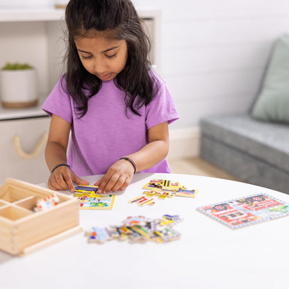 Melissa & Doug 4-in-1 Wooden Vehicle Jigsaw Puzzle 48-Piece Set