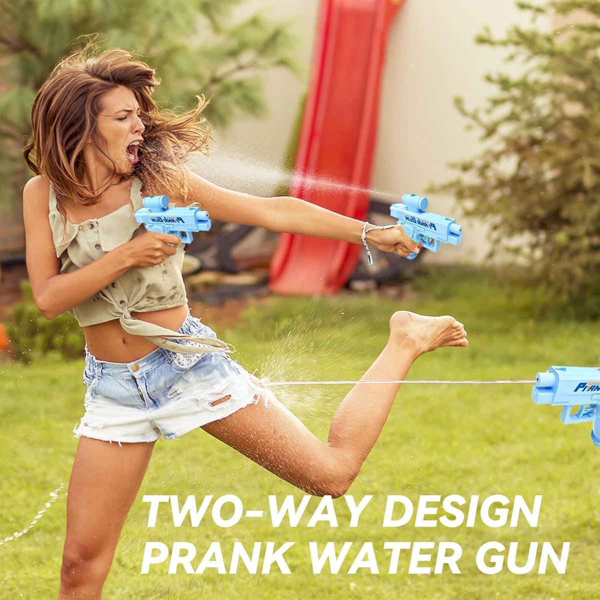 Prank Two-Way Water Gun, Prank Squirt Gun, Reverse Water Guns, Creative Pranks Battle Waters Guns Fight