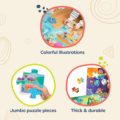 B. toys Gigantic Jigsaw Floor Puzzles, 3-Pack 48-Piece Jumbo Set, Tiles