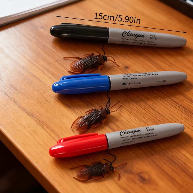Black, Red, Blue, Three Colors of Cockroach Pen, Startled When Fully Opened, Prank Prop, Suitable for Offices, Family Gatherings, and Giving Birthday Gifts