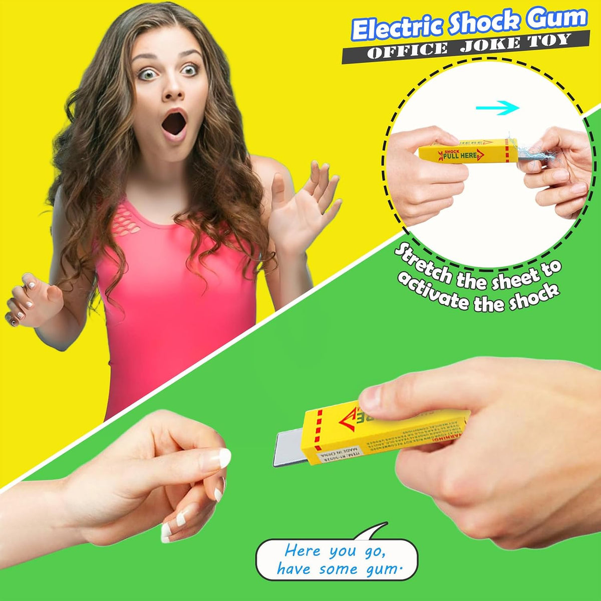 Pushmick 6 PCS Prank Toys, Fun Electric Shock Toys Such as pens, lighters, and Chewing Gum, indispensable Tools for Teasing Friends and Suitable for Parties and Humor.